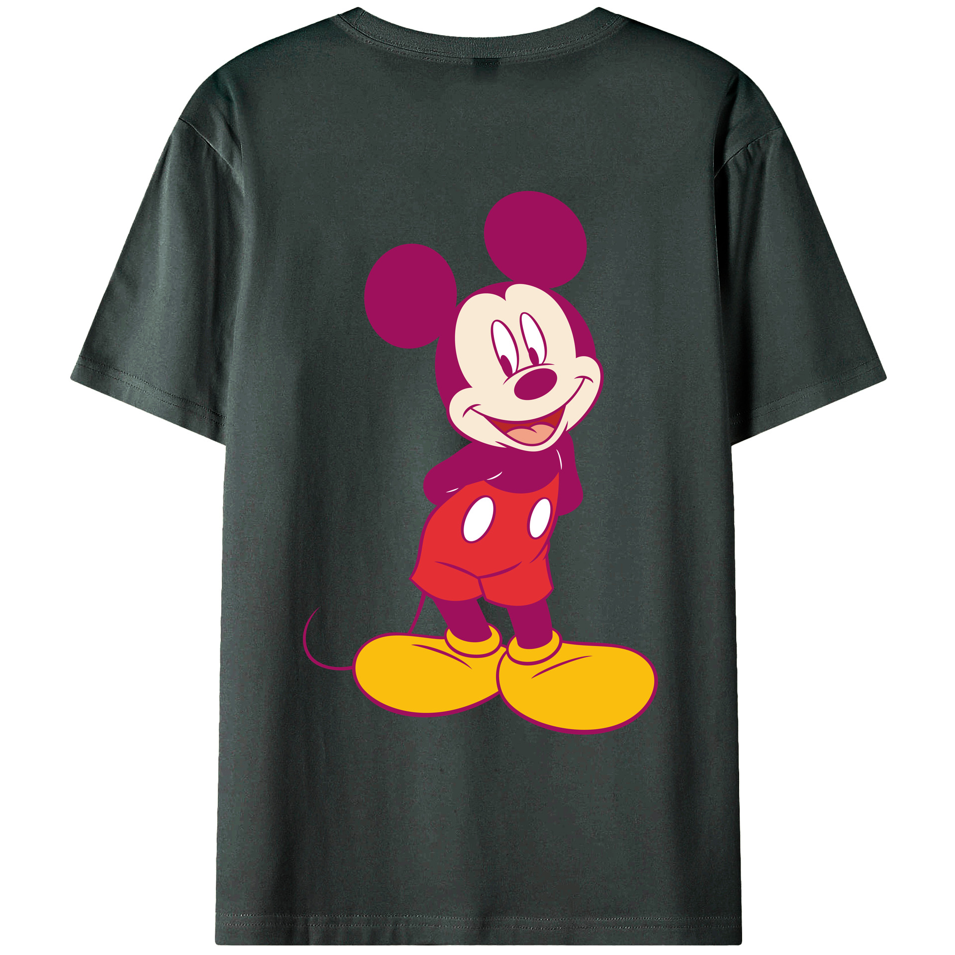 ミッキーマウス Mickey Mouse 綿100％ メンズ半袖Tシャツ（バックプリント） 通気性